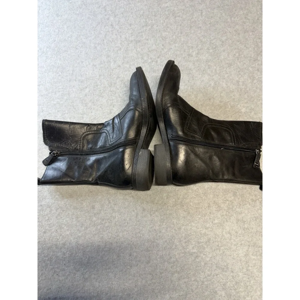 Enzo Angiolini Womens Boots Moto Combat Easaharia Black Leather Size 6.5 M